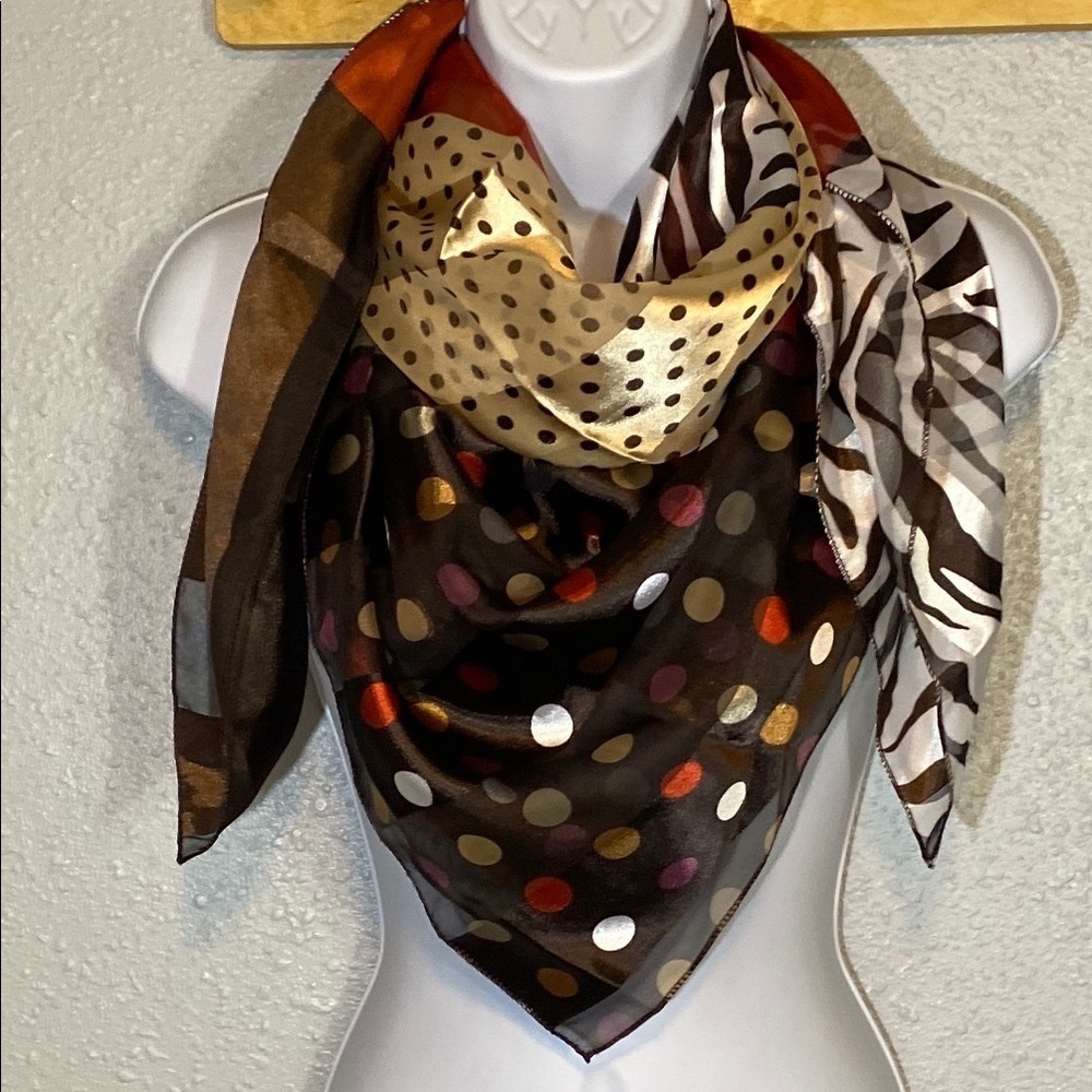 Multicolor Mixed Print Patchwork Square Scarf